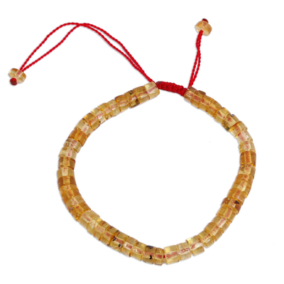 Natural Mexican Amber Adjustable Beaded Strand Bracelet