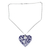 Ceramic heart necklace, 'True Blue' - Ceramic Puebla-Style Blue Floral Heart Pendant Necklace