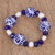 Cultured pearl and ceramic beaded stretch bracelet, 'Blue Celebration' - Cultured Pearl and Ceramic Puebla Bead Stretch Bracelet (image 2b) thumbail