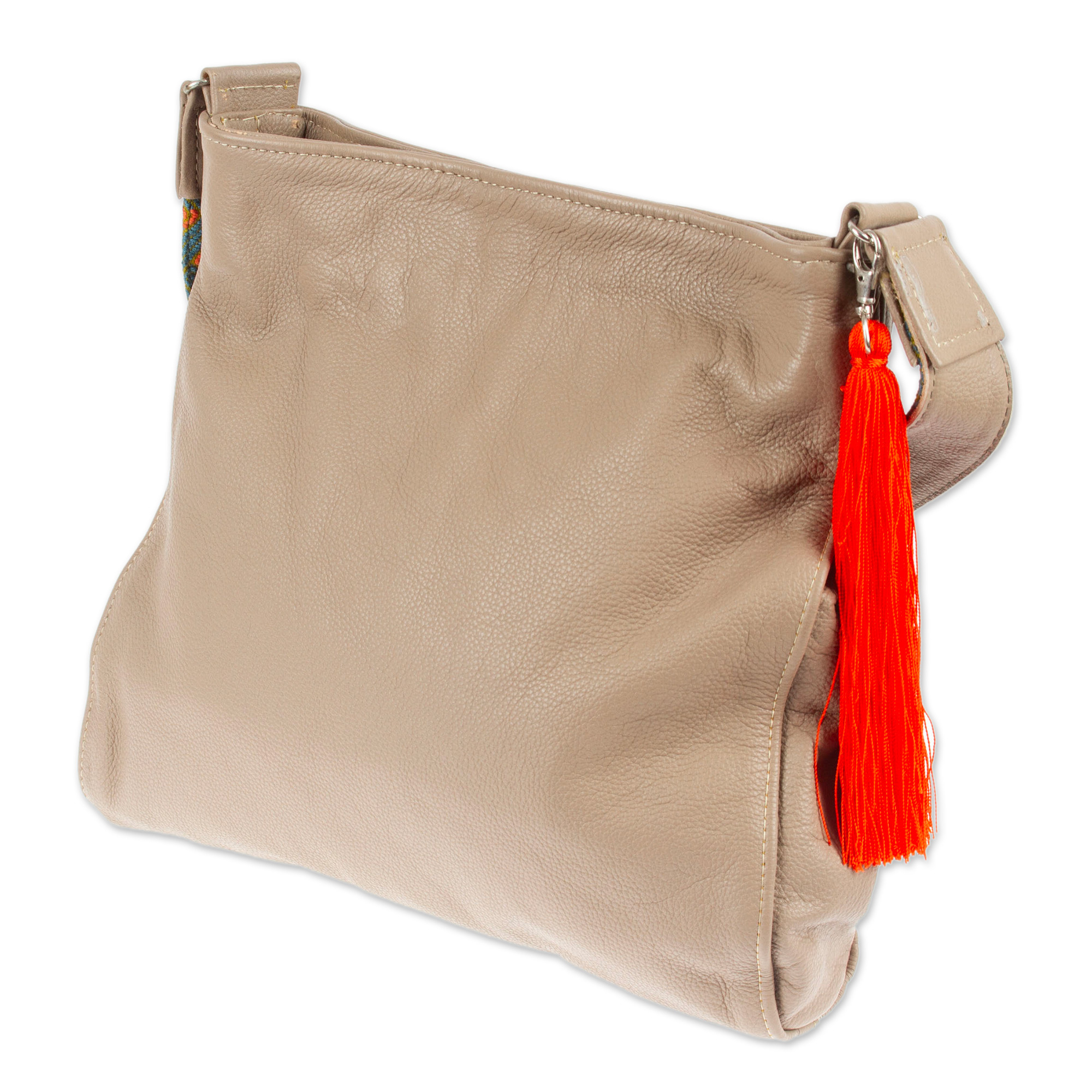 taupe leather shoulder bag