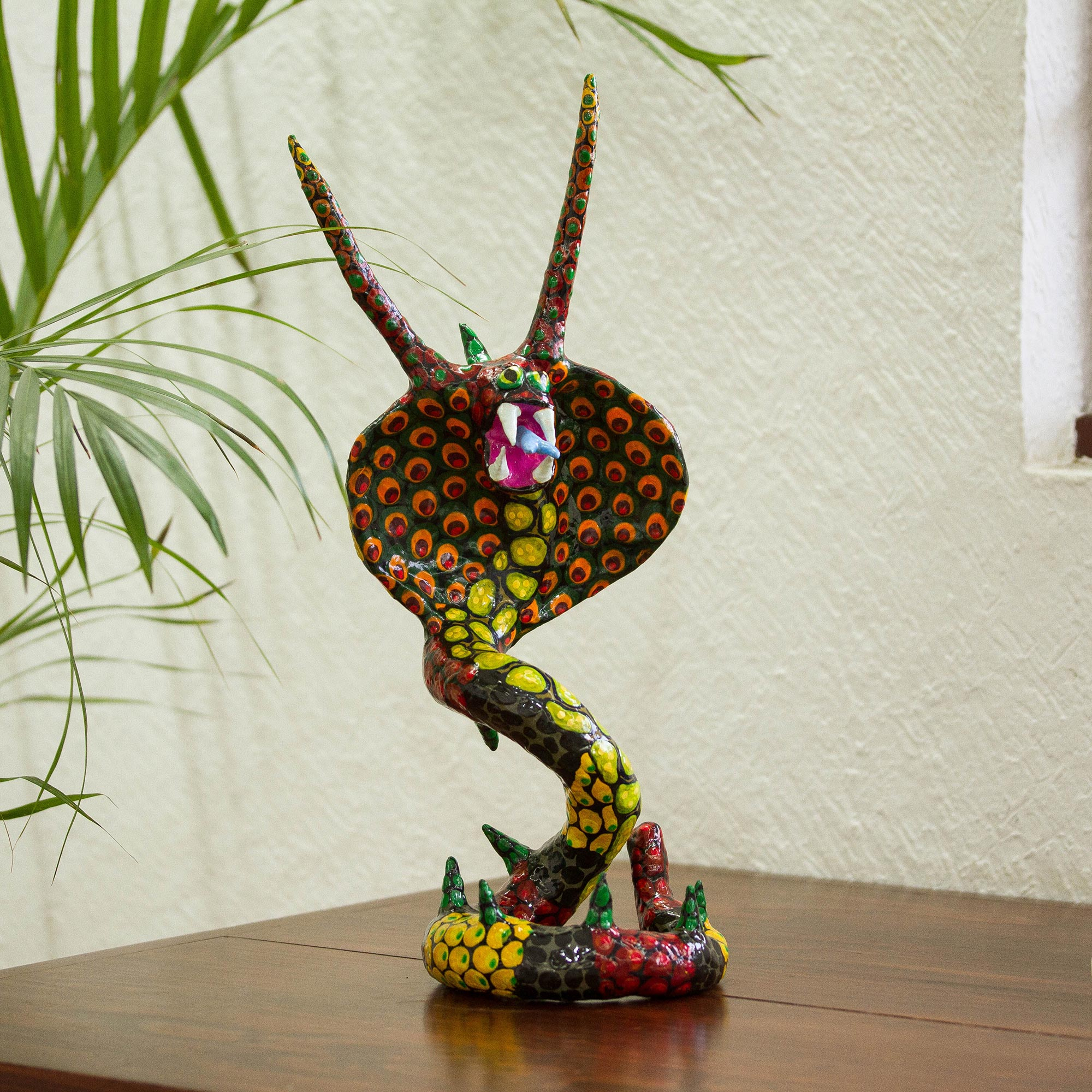 Hand-Painted Recycled Papier Mache Alebrije Cobra Sculpture - Mythical Cobra | NOVICA How To Make A Paper Mache Cobra