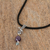 Amethyst pendant necklace, 'Sparkling Hummingbird' - Adjustable Amethyst Hummingbird Pendant Necklace from Mexico (image 2b) thumbail