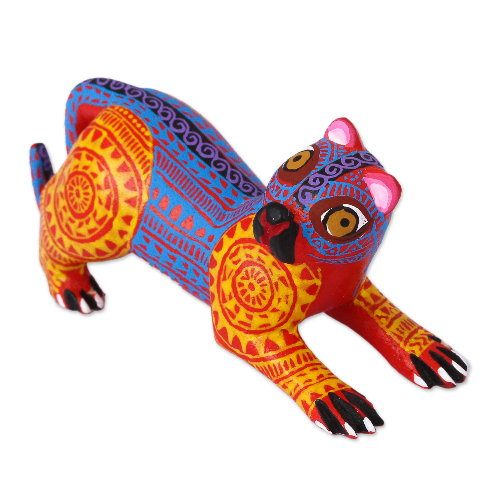 Artisan Crafted Wood Alebrije Panther Sculpture from Mexico - Watchful ...