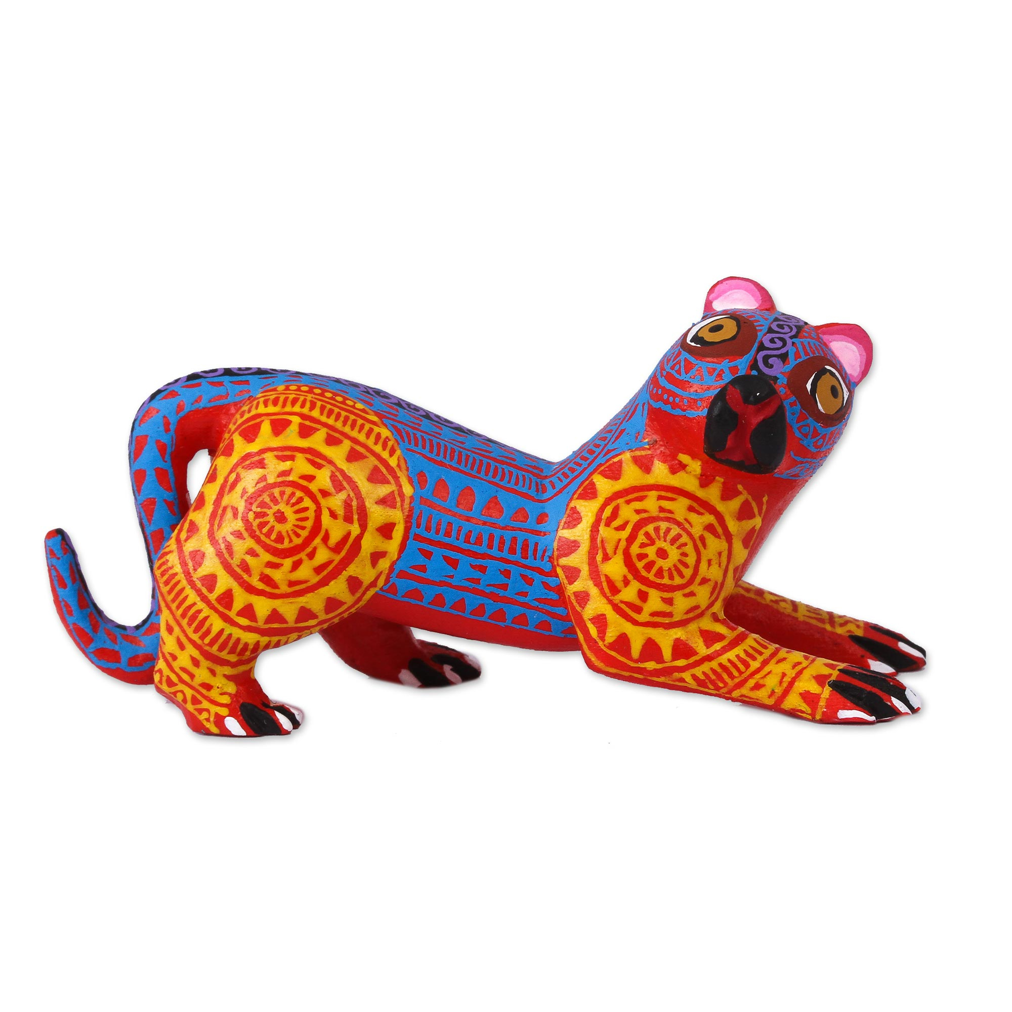 Artisan Crafted Wood Alebrije Panther Sculpture from Mexico - Watchful ...