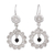 Sterling silver dangle earrings, 'Night Frame' - Sterling Silver Floral Frame Black Bead Earrings (image 2a) thumbail