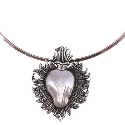 Sterling Silver Sacred Heart Pendant Collar Necklace Novica - Sacred Heart Pendant Necklace Sterling Silver Sacred Heart Pendant Collar Necklace Novica - Sacred Heart Pendant Necklace