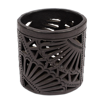 Portalápices de cerámica - Portalápices ovalado de cerámica Oaxaca barro negro