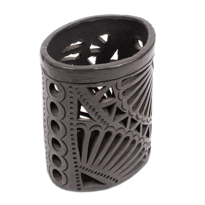Portalápices de cerámica - Portalápices ovalado de cerámica Oaxaca barro negro