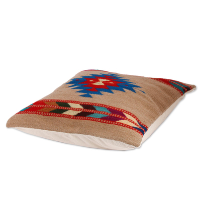 Zapotec wool cushion cover, 'Changing Winds' - Naturally Dyed Handwoven Multicolor Wool Cushion Cover