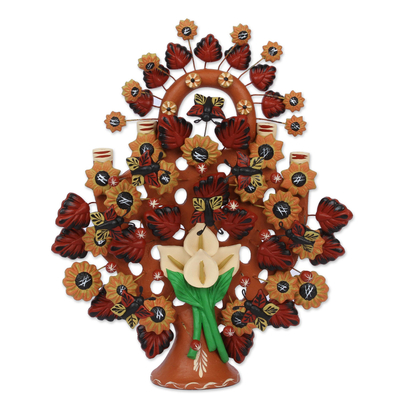 Handcrafted Ceramic Blooming Tree with Butterflies