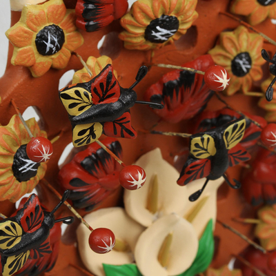 Keramische Skulptur, „Calla Lilienbaum“. - Handgefertigter blühender Baum aus Keramik mit Schmetterlingen