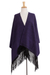 Zapotec cotton rebozo shawl, 'Striped Diamonds in Purple' - Zapotec Purple and Black Diamond Striped Cotton Rebozo thumbail