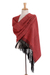 Zapotec cotton rebozo shawl, 'Striped Diamonds in Red' - Handwoven Red and Black Diamond Striped Cotton Rebozo (image 2b) thumbail