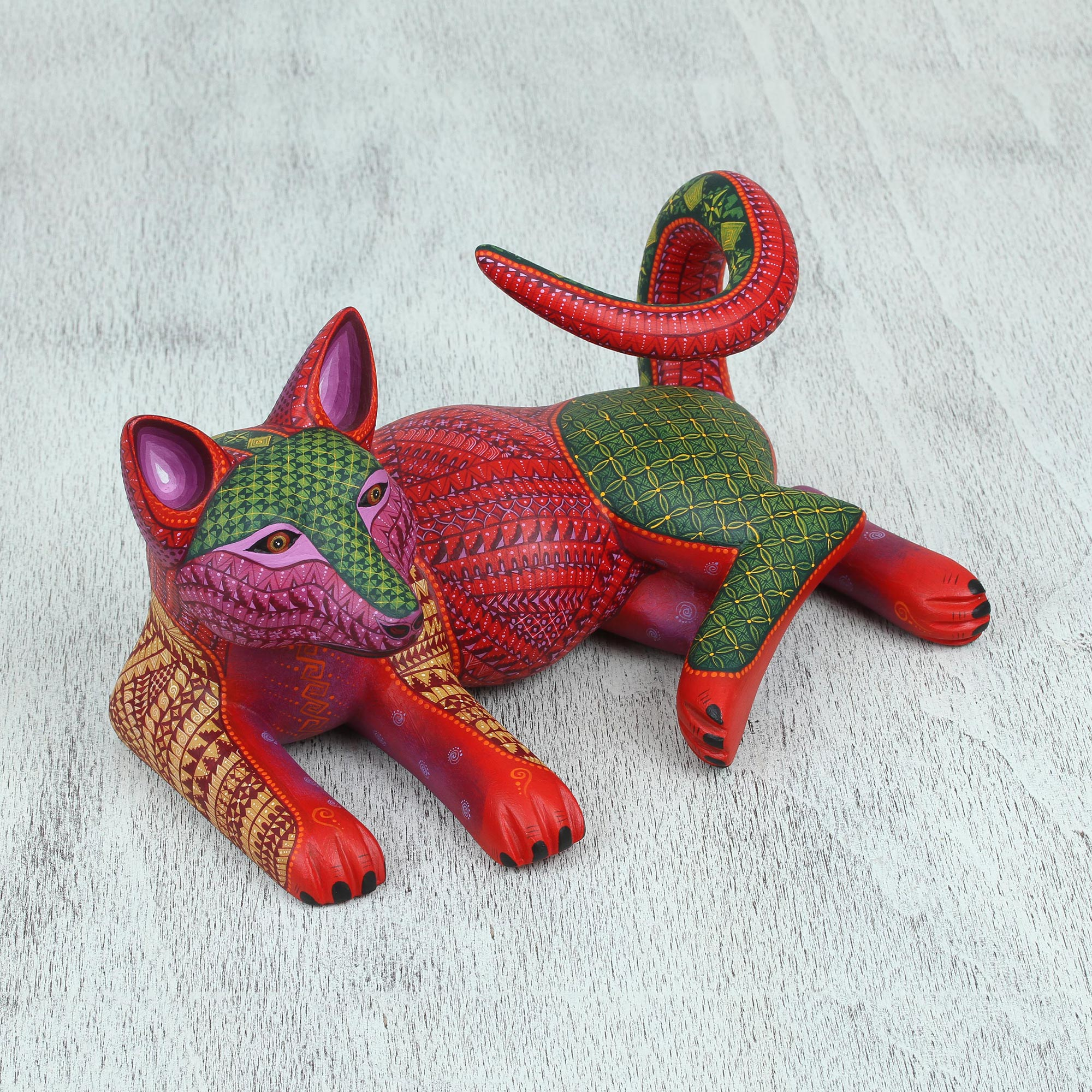 Handcrafted Copal Wood Dog Alebrije from Mexico - Relaxing Dog | NOVICA