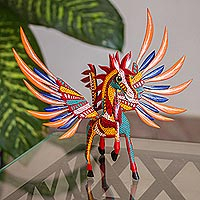 Featured review for Wood alebrije statuette, Magnificent Pegasus
