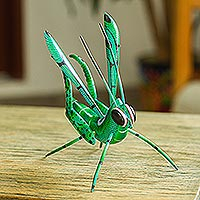 Wood alebrije statuette, 'Cricket Song' - Handcrafted Copal Wood Cricket Alebrije from Mexico