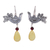 Amber and garnet drop earrings, 'Bird Glory' - Sterling Silver Bird Drop Earrings with Amber and Garnet