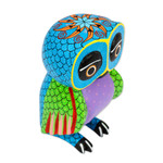 Wood alebrije figurine, 'Night Fantasy' - Wood Owl Sculpture with Hand Painted Star Design from Mexico