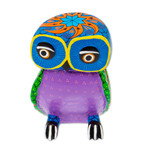 Wood alebrije figurine, 'Night Fantasy' - Wood Owl Sculpture with Hand Painted Star Design from Mexico