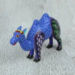 Wood alebrije figurine, 'Colorful Camel' - Wood Alebrije Camel Figurine in Vivid Colors from Mexico