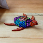 Wood alebrije figurine, 'Turtle Friend' - Handcrafted Copal Wood Alebrije Turtle Figurine