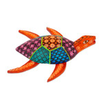 Wood alebrije figurine, 'Turtle Friend' - Handcrafted Copal Wood Alebrije Turtle Figurine