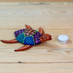 Wood alebrije figurine, 'Turtle Friend' - Handcrafted Copal Wood Alebrije Turtle Figurine
