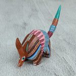 Wood alebrije figurine, 'Enchanting Armadillo' - Handcrafted Copal Wood Alebrije Armadillo Figurine