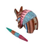 Wood alebrije figurine, 'Enchanting Armadillo' - Handcrafted Copal Wood Alebrije Armadillo Figurine