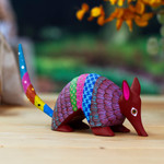 Wood alebrije figurine, 'Delightful Armadillo' - Handcrafted Copal Wood Alebrije Armadillo Figurine