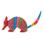 Wood alebrije figurine, 'Delightful Armadillo' - Handcrafted Copal Wood Alebrije Armadillo Figurine