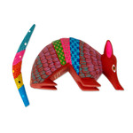 Wood alebrije figurine, 'Delightful Armadillo' - Handcrafted Copal Wood Alebrije Armadillo Figurine