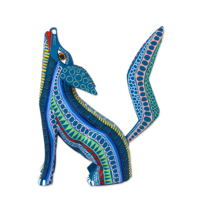 Alebrije-Figur aus Holz - Handgefertigte Alebrije-Kojotenfigur aus Kopalholz