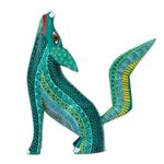 Wood alebrije figurine, 'Coyote Delight' - Handcrafted Copal Wood Coyote Alebrije Figurine