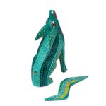 Wood alebrije figurine, 'Coyote Delight' - Handcrafted Copal Wood Coyote Alebrije Figurine