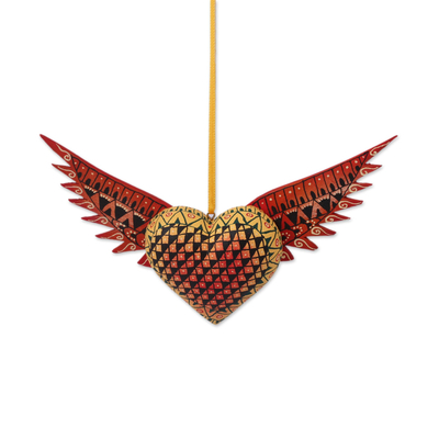 Copal Wood Heart Shaped Ornament from Mexico