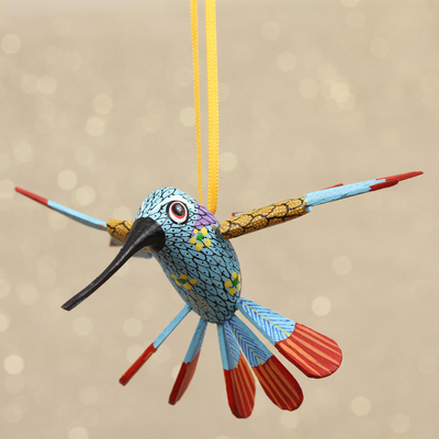 Wood alebrije ornament, Hummingbird Song