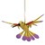 Wood alebrije ornament, 'Fanciful Flutter in Yellow' - Copal Wood Yellow Colorful Alebrije Hummingbird Ornament thumbail