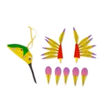 Wood alebrije ornament, 'Fanciful Flutter in Yellow' - Copal Wood Yellow Colorful Alebrije Hummingbird Ornament