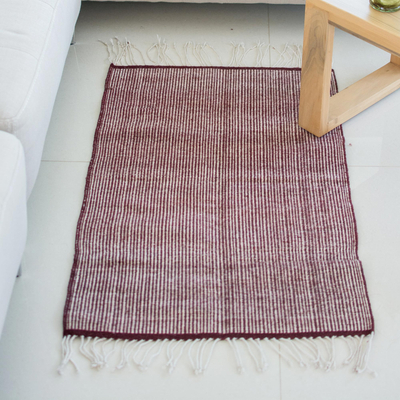 Zapoteken-Wollteppich, (2x3) - handgewebter Teppich aus Zapotec-Wolle in Kastanienbraun und Beige aus 100 % Wolle (2x3)