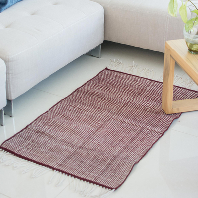 Zapoteken-Wollteppich, (2x3) - handgewebter Teppich aus Zapotec-Wolle in Kastanienbraun und Beige aus 100 % Wolle (2x3)