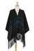 Rebozo-Schal aus Zapotec-Baumwolle - 100 % Baumwolle, handgewebt, Schwarz mit blauen Streifen, Rebozo