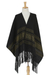 Zapotec cotton rebozo shawl, 'Night Band in Yellow' - 100% Cotton Handwoven Black with Yellow Stripes Rebozo thumbail