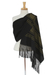 Zapotec cotton rebozo shawl, 'Night Band in Yellow' - 100% Cotton Handwoven Black with Yellow Stripes Rebozo (image 2b) thumbail