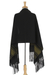 Zapotec cotton rebozo shawl, 'Night Band in Yellow' - 100% Cotton Handwoven Black with Yellow Stripes Rebozo (image 2c) thumbail