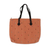 Leather accent Zapotec wool tote, 'Peachy Rainbow' - Handwoven Wool Tote in Peach from Mexico (image 2a) thumbail