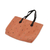 Leather accent Zapotec wool tote, 'Peachy Rainbow' - Handwoven Wool Tote in Peach from Mexico (image 2c) thumbail