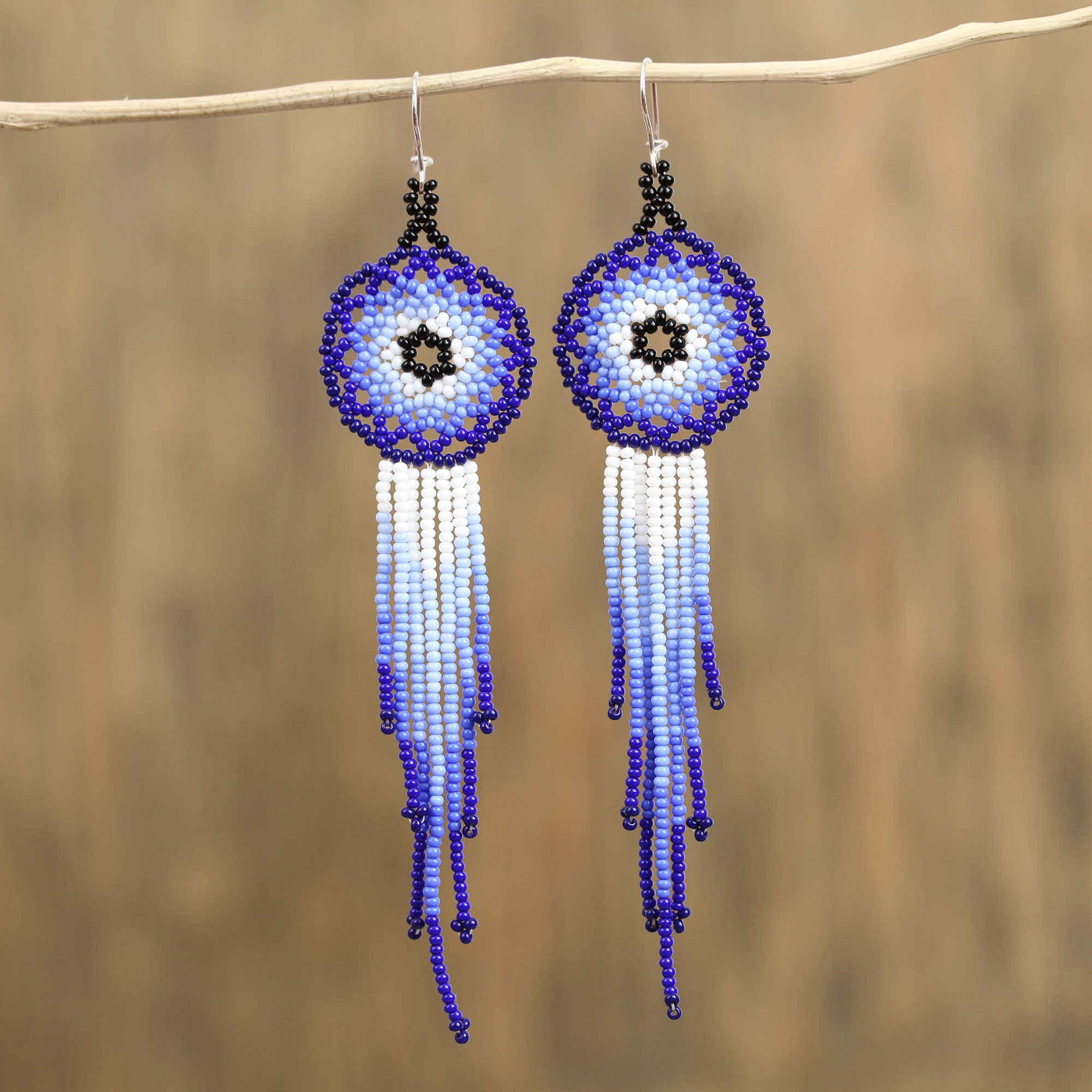 Dreamcatcher beautiful small earrings with beaded pearl color selectable dreamcatcher earrings