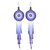Glass beaded dangle earrings, 'Blue Dreamcatcher' - Long Glass Beaded Earrings in Blue from Mexico thumbail