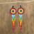 Glass beaded waterfall earrings, 'Colorful Huichol Circles' - Huichol Multicolored Glass Beaded Earrings from Mexico (image 2) thumbail